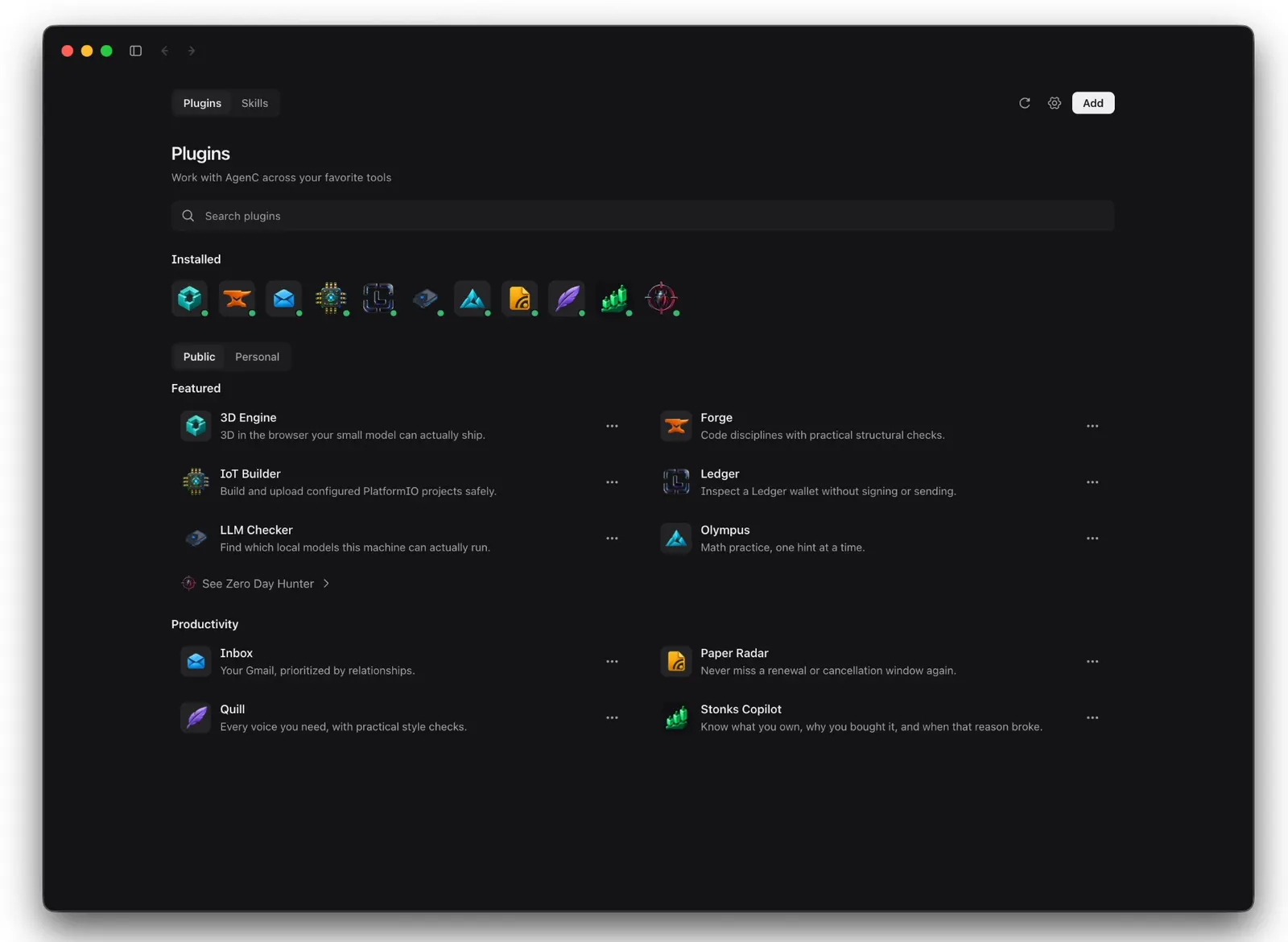 The Plugins page